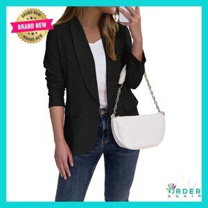 Women's Blazer Business Casual Lapel Collar Long Sleeve Open Front Jacket